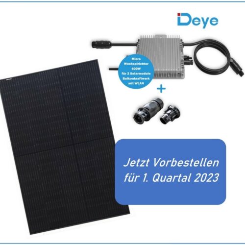 2 x 400 Watt Modul 1 x Microwechselrichter 600 Watt 5m Anschlussleitung