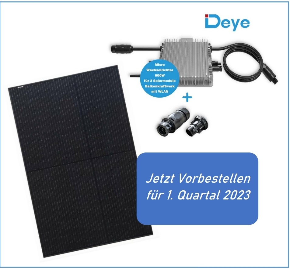 2 x 400 Watt Modul 1 x Microwechselrichter 600 Watt 5m Anschlussleitung